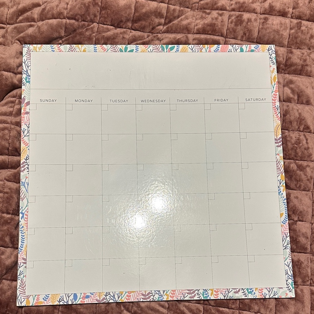 Floral Border Whiteboard Calendar - White - OS - $11